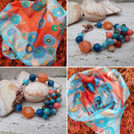 Tulipán foglalat, ásvány  karkötő