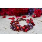 Pink, lila, piros ásvány karkötő 