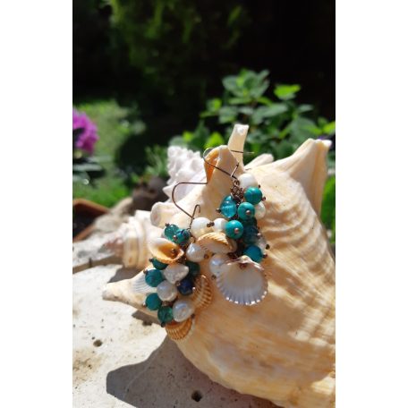 Kagyló és ásvány fülbevaló