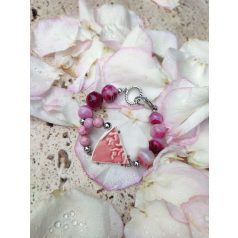 Antik fajanszból és ásványokkal készített karkötő