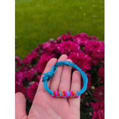 Kék, arany, magenta japán üveggyöngy karkötő 