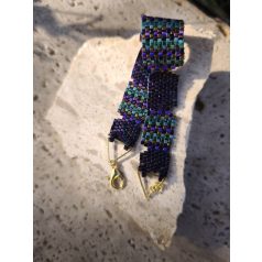 Zöld, arany, lila üveggyöngy karkötő 