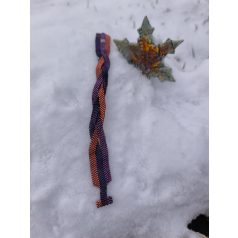   Fonott miyouki japán gyöngy karkötő Padlizsán, irizáló fekete és rosé arany színben 