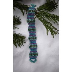 Türkiz, lila, kék üveggyöngy karkötő 