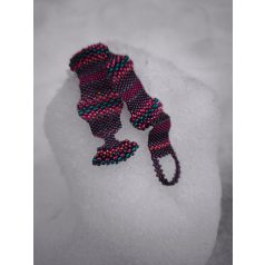 Padlizsán, magenta, korall, türkiz üveggyöngy karkötő 