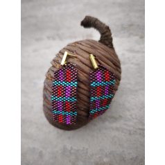 Kockás üveggyöngy fülbevaló 