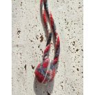 Piros fekete fehér nemez nyaklánc onyx ásvánnyal 