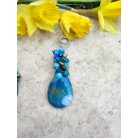 Csepp alakú achát medál, ásványokkal - apatit, türkenit, jáde 