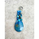 Csepp alakú achát medál, ásványokkal - apatit, türkenit, jáde 