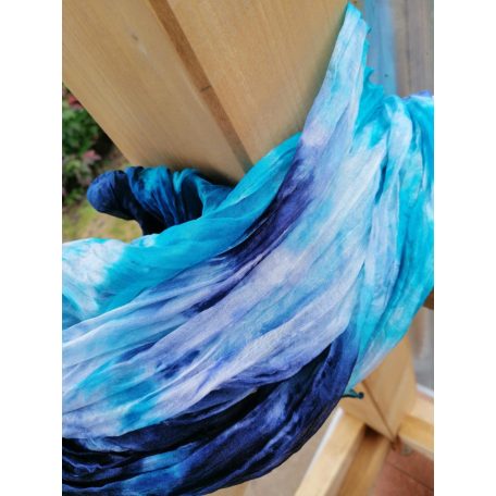 Gyűrt selyemsál- Türkíz és navykék