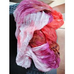 Gyűrt,batikolt selyemsál-narancs-bordó-barna