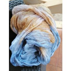 Gyűrt,batikolt selyemsál - Bézs és kék 