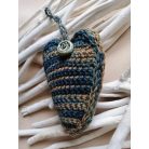 Horgolt levendula szív kék-bézs  fonalból