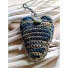 Horgolt levendula szív kék-bézs  fonalból