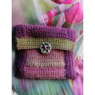 Horgolt kártyatartó  színátmenetes fonalból,raku gombbal