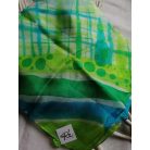 Zöld és türkizkékkel festett valódi selyemkendő