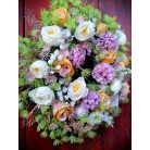 Selyemvirágos tavaszi,nyári kopogtató,ajtódísz