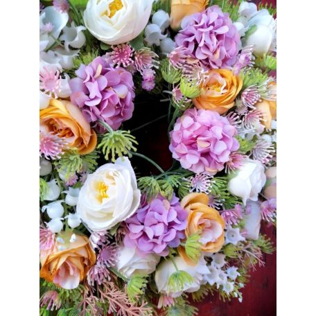 Selyemvirágos tavaszi,nyári kopogtató,ajtódísz