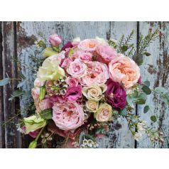 ÉVI- Pink és barack menyasszonyi csokor 