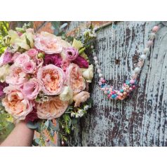 ÉVI- Pink és barack menyasszonyi csokor 