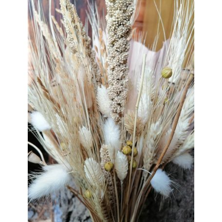 Natúr szárazvirág  menyasszonyi csokor bohó esküvőre