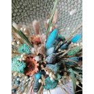 Bohó menyasszonyi csokor natúr és türkiz szárazvirágokkal